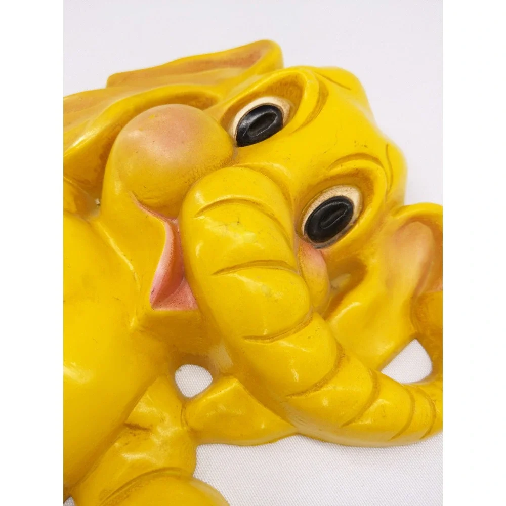 Homco Wall Plaques Yellow Vintage 1973 Elephant Nursery Decor Set of 2